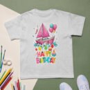 Pink Sailboat Kids Birthday T-Shirt Nautical Theme Party Tee Cute & Colorful Celebration Shirt Fun Birthday Gift for Boys & Girls