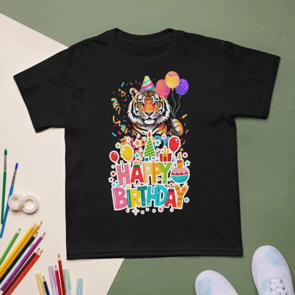 Boys & Girls Whimsical Tiger Birthday T-Shirt Fun Animal Party Outfit Kids Soft Cotton Perfect Birthday Gift - Image 2