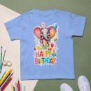 Adorable Cartoon Elephant Birthday T-Shirt Cute Party Outfit for Kids Fun & Colorful Birthday Gift for Boys & Girls