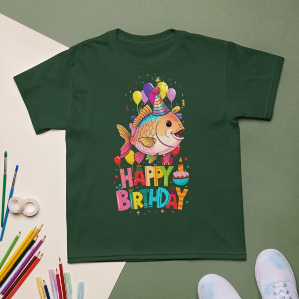 Whimsical Cartoon Fish Kids Birthday T-Shirt Fun Party Tee for Boys & Girls Cute Ocean-Themed Gift Soft & Comfortable Tee - Image 3