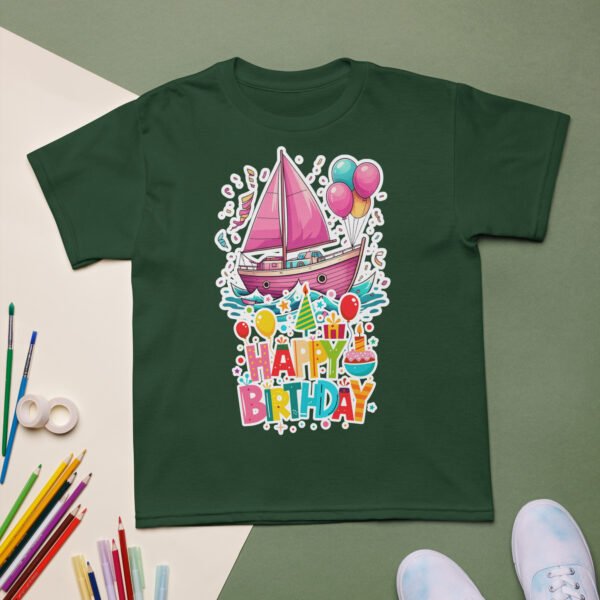 Pink Sailboat Kids Birthday T-Shirt Nautical Theme Party Tee Cute & Colorful Celebration Shirt Fun Birthday Gift for Boys & Girls - Image 4