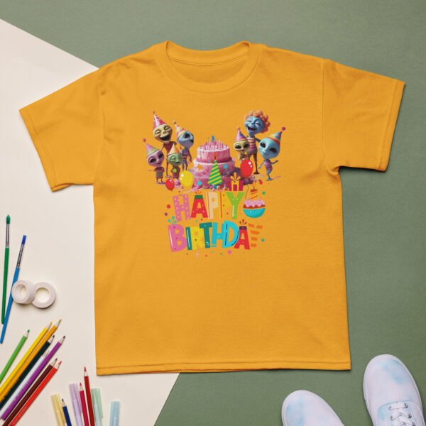 Whimsical Alien Kids Birthday T-Shirt Cute Cartoon Party Tee for Boys & Girls Top Fun & Colorful Celebration Shirt