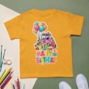 Pink Tractor Birthday T-Shirt for Girls Farm Theme Cute Party Outfit Kids Birthday Gift Fun Balloon & Cake Design