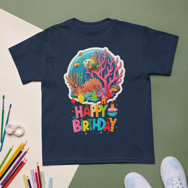 Kids Birthday Underwater T-Shirt Ocean Theme Boys & Girls Party Tee Fish & Coral Reef Design Fun & Colorful Gift - Image 3