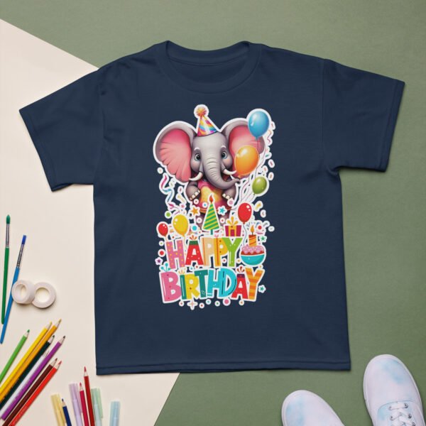 Adorable Cartoon Elephant Birthday T-Shirt Cute Party Outfit for Kids Fun & Colorful Birthday Gift for Boys & Girls - Image 2