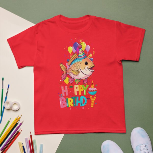 Whimsical Cartoon Fish Kids Birthday T-Shirt Fun Party Tee for Boys & Girls Cute Ocean-Themed Gift Soft & Comfortable Tee - Image 5