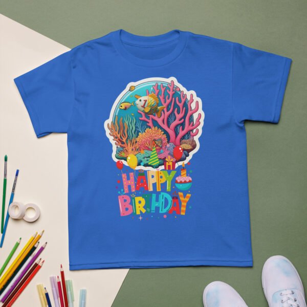 Kids Birthday Underwater T-Shirt Ocean Theme Boys & Girls Party Tee Fish & Coral Reef Design Fun & Colorful Gift - Image 7