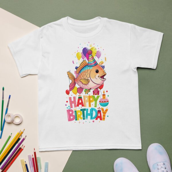 Whimsical Cartoon Fish Kids Birthday T-Shirt Fun Party Tee for Boys & Girls Cute Ocean-Themed Gift Soft & Comfortable Tee - Image 10