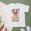 Adorable Cartoon Elephant Birthday T-Shirt Cute Party Outfit for Kids Fun & Colorful Birthday Gift for Boys & Girls